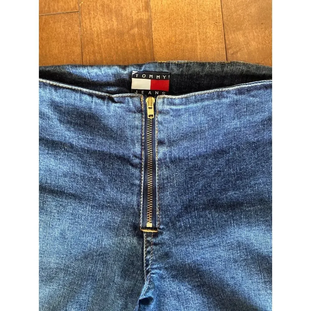 Vintage Tommy Jeans Luy Luy stretch blue high waist zip front no waist jeans XS